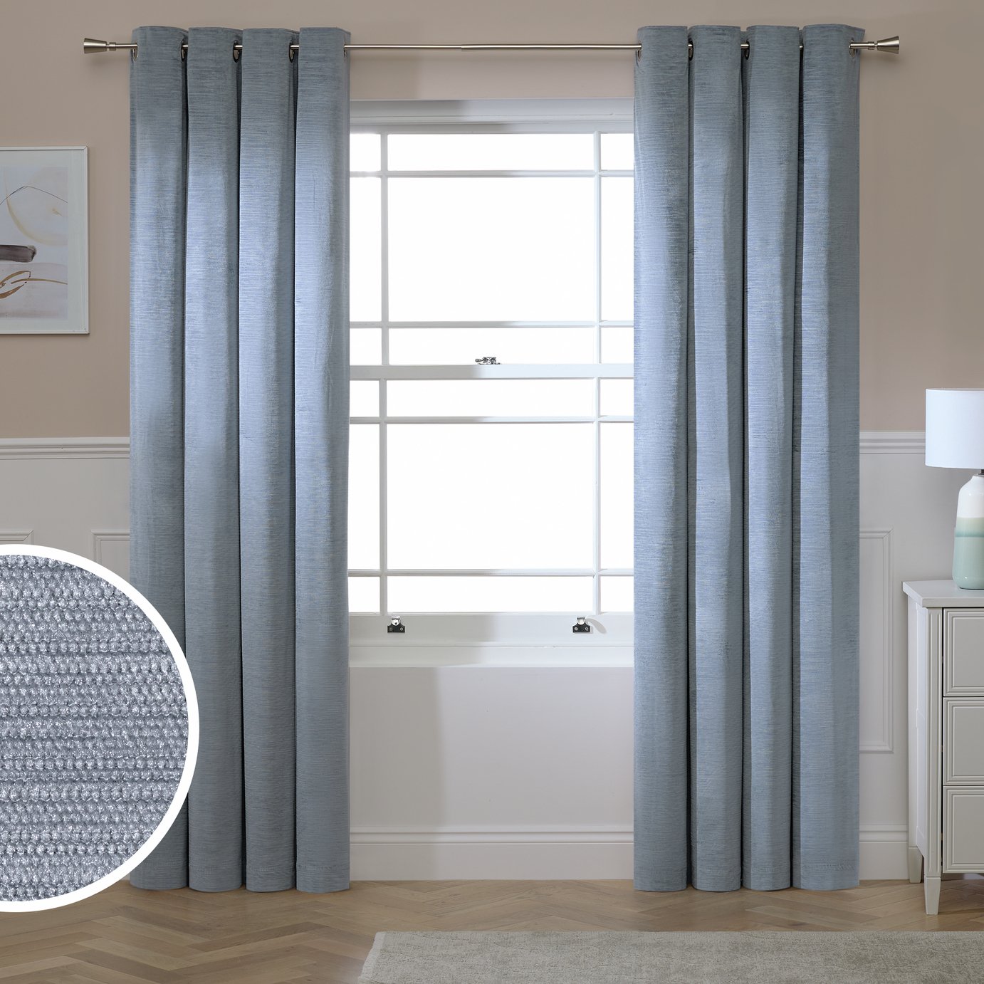 Argos Home Ribbed Velvet Blackout Eyelet Curtain Grey