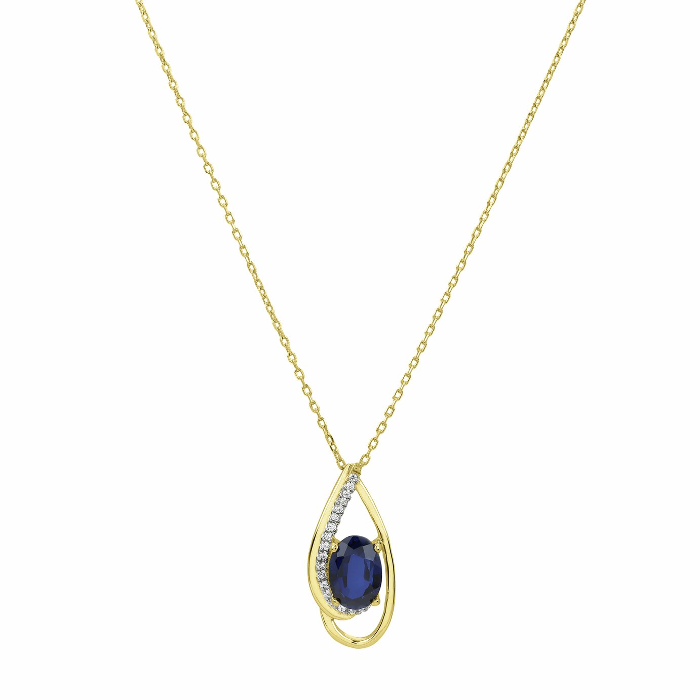 Jewel and Gem 9ct YG 0.04 Diamond Round Brilliant Gemstone Pendant Necklace