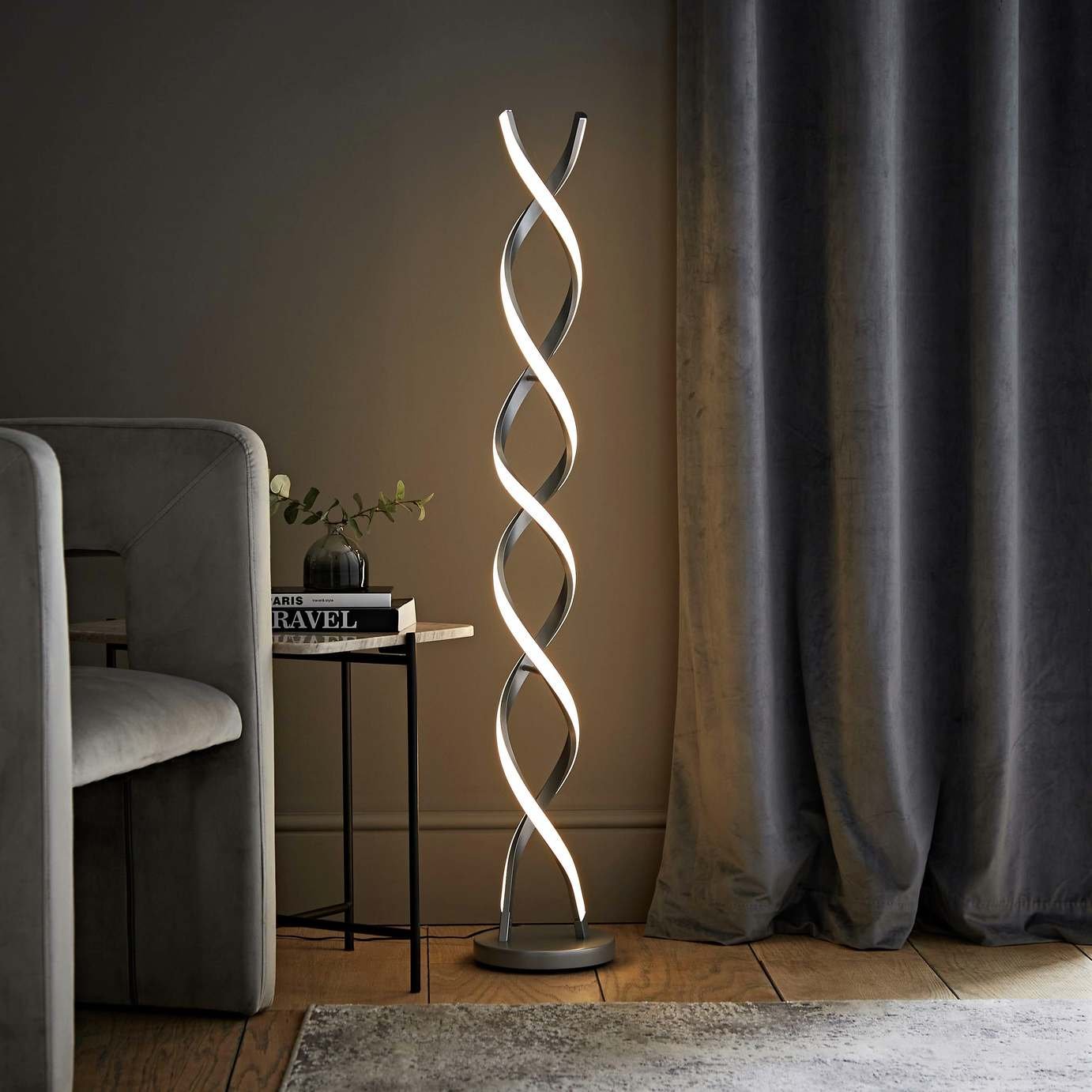 ValueLights Infinity Double Twist LED Base Only Floor Lamp - Grey