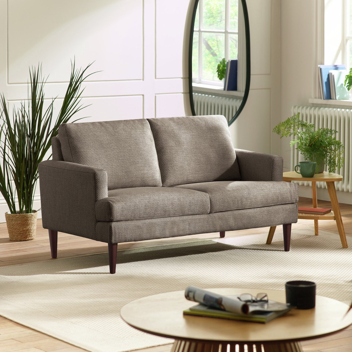Julian Bowen Daisy Fabric 2 Seater Sofa Metal Feet - Grey