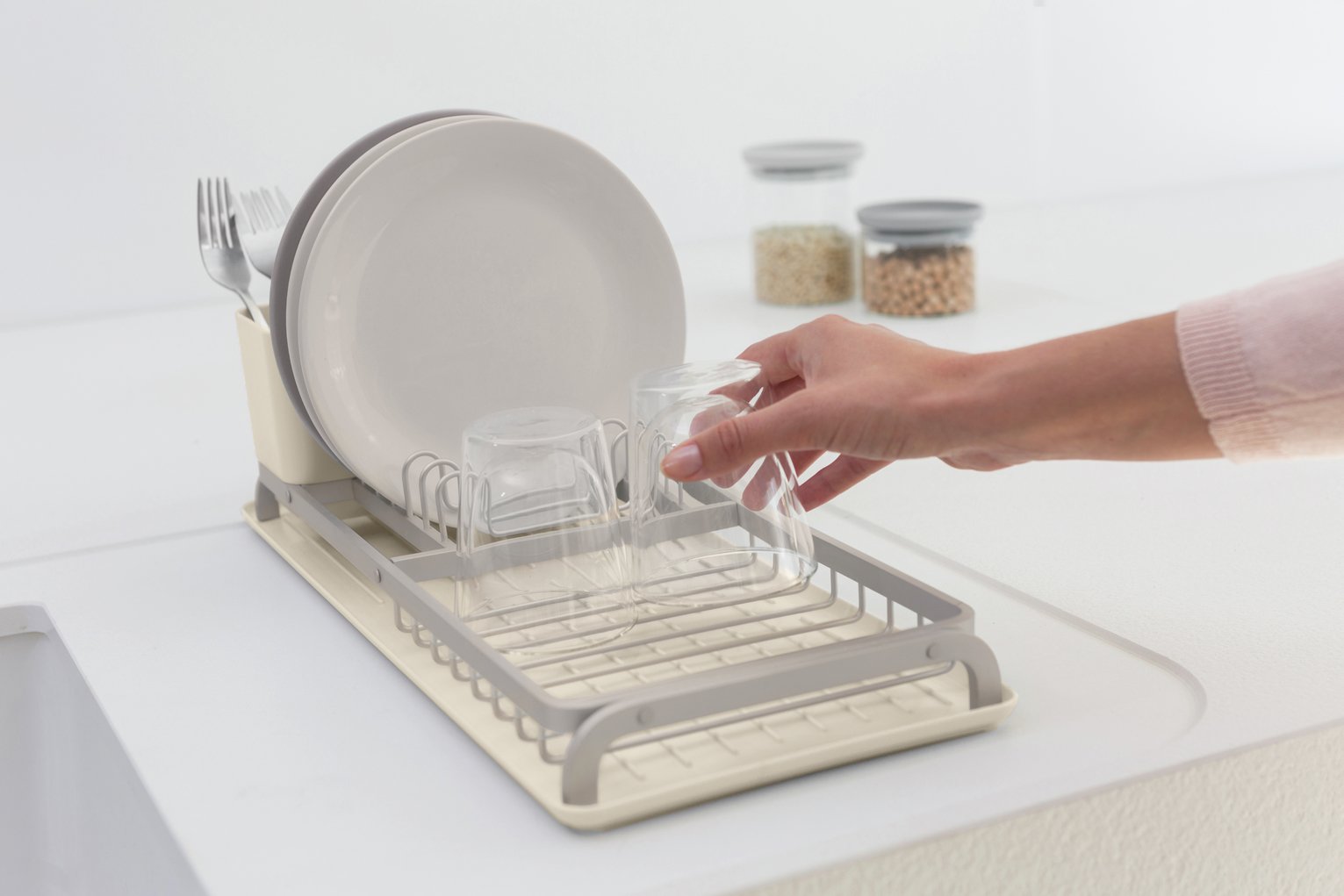 Brabantia SinkSide Compact Dish Drying Rack- Soft Beige