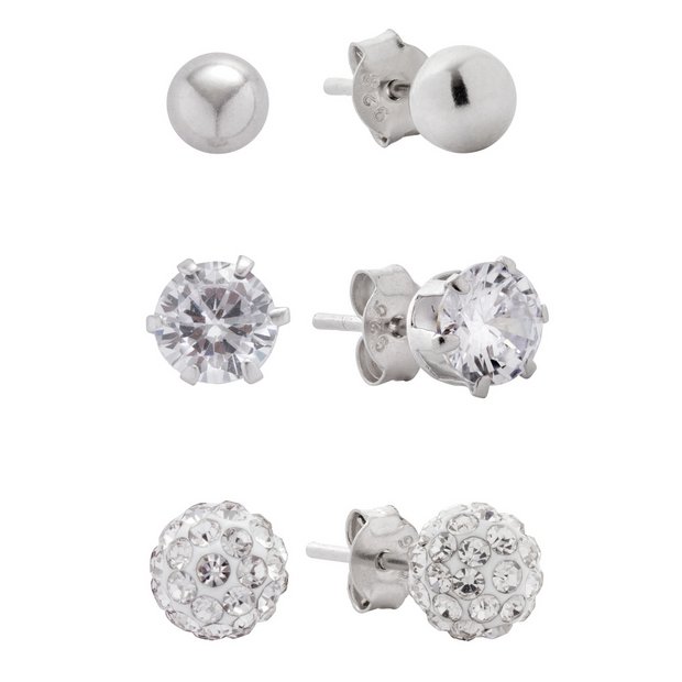 Sterling silver stud on sale earrings set