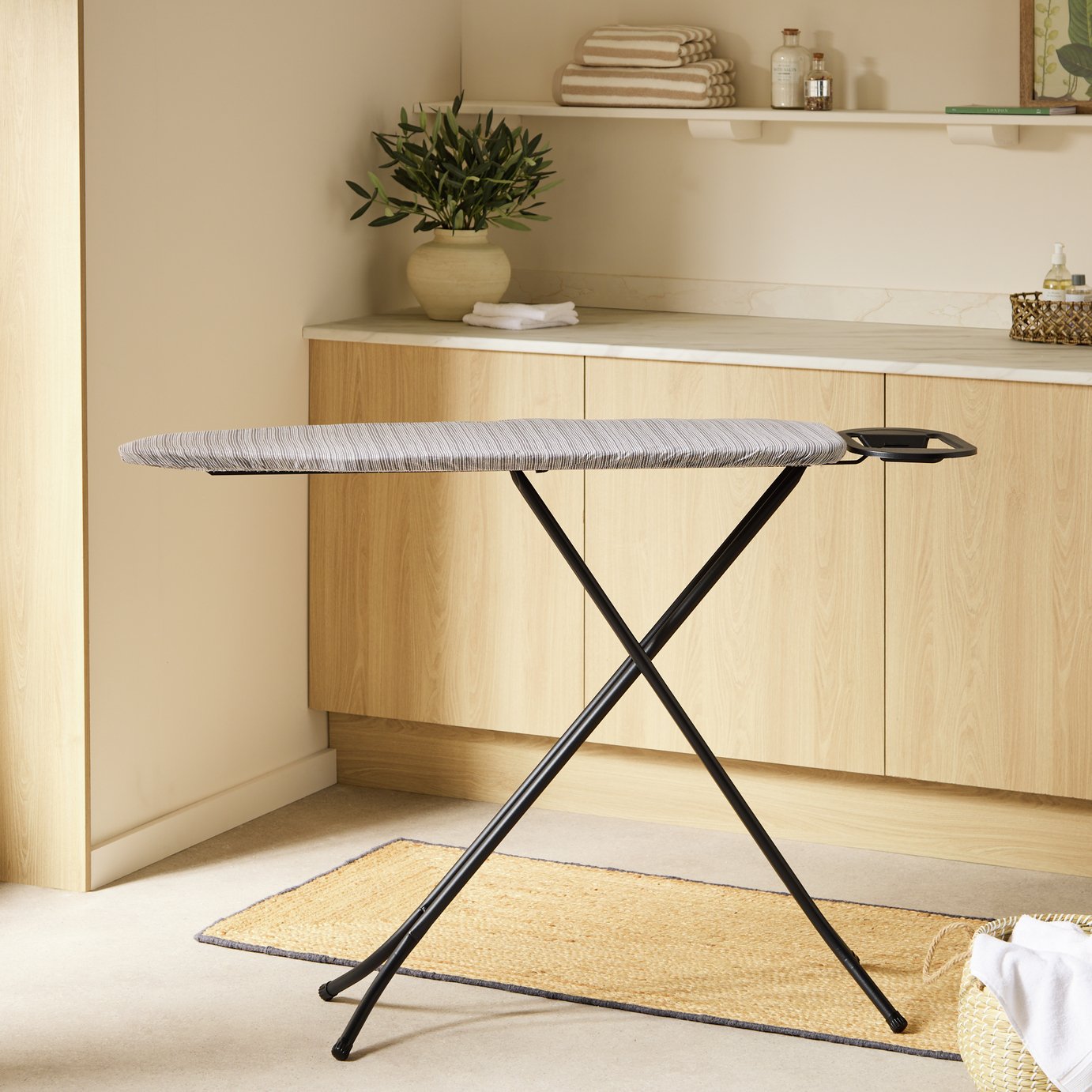 Argos Home 110x34cm Stockholm Stripe Ironing Board - Grey
