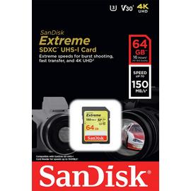 SanDisk Extreme 150MBs SDXC UHS-I Memory Card - 64GB