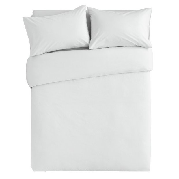 Buy Habitat Cotton Rich 180 TC Plain White Bedding Set - Double | Duvet cover sets | Argos