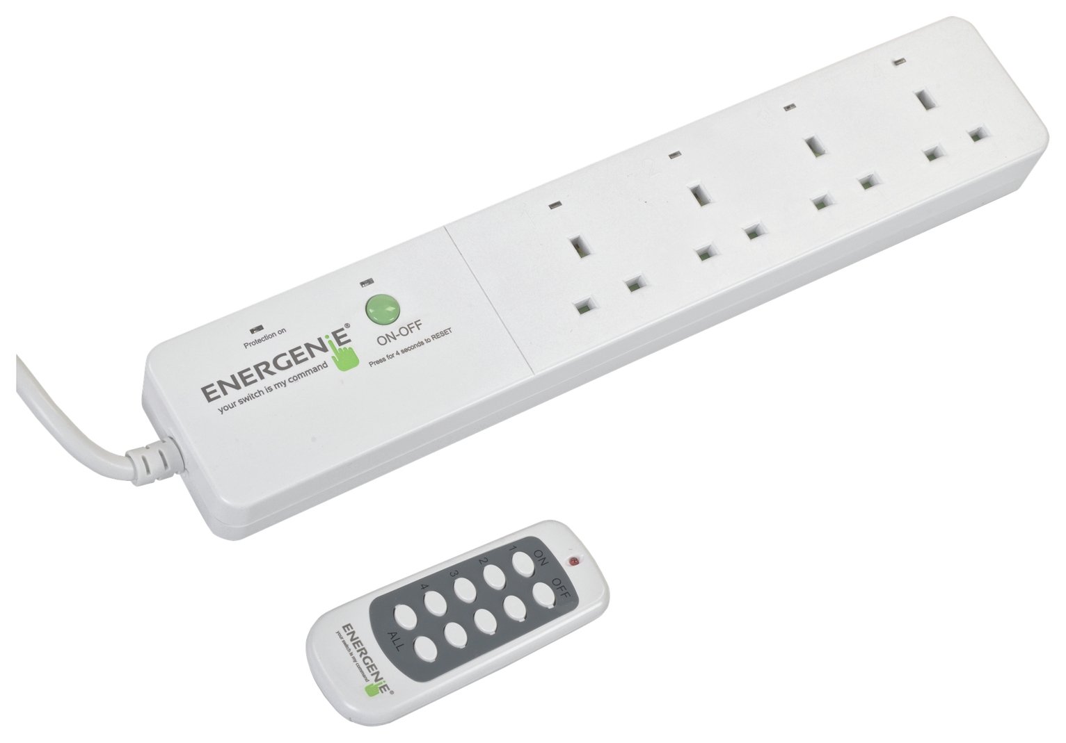 Energenie 4 Socket 1.8m Surge Protected Extension Lead