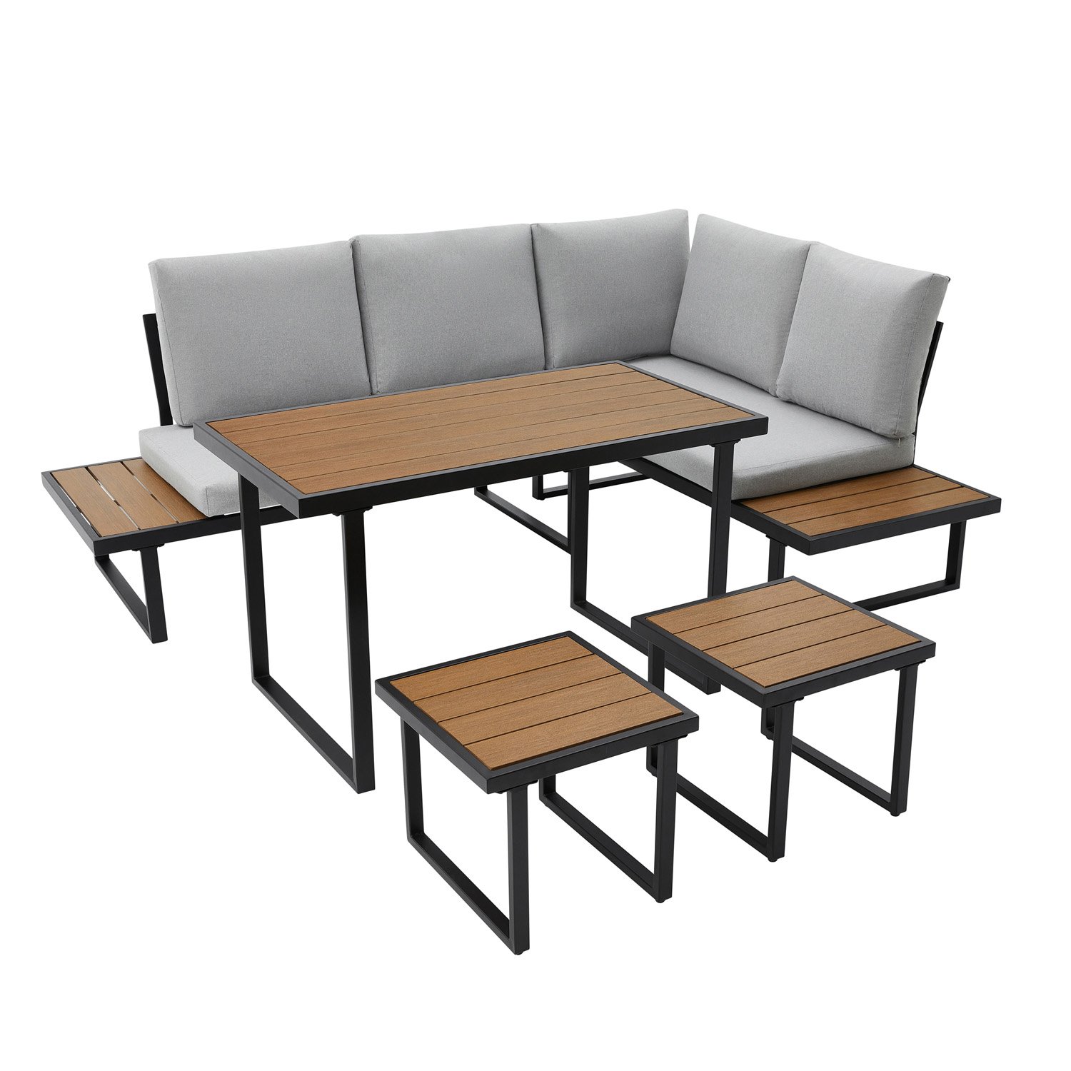 Furniture Online Amalfi 6 Garden Dining Set with Table Dining Set - Grey