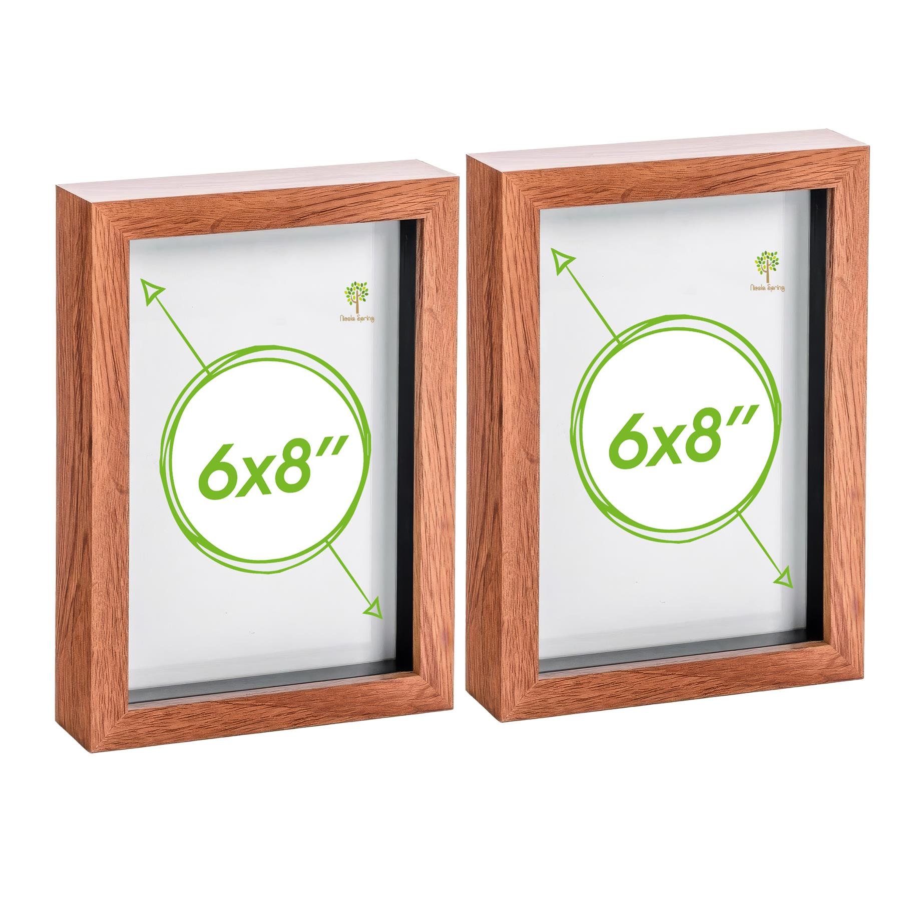 Nicola Spring 3D Box Photo Frames - 6 x 8" - Set of 2 - Dark Wood