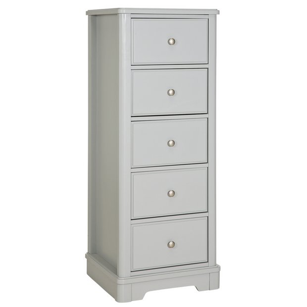 Buy Argos Home Ashbourne Soft Grey 5 Drawer Tallboy Chest Of