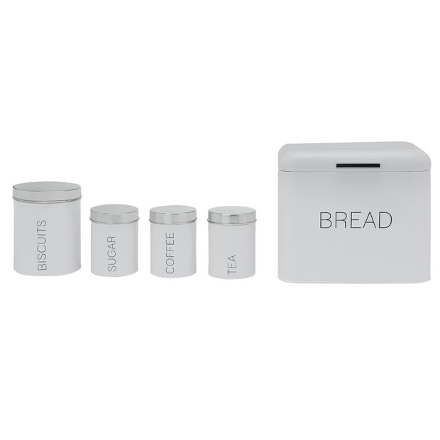 Argos grey tea coffee sugar sale canisters