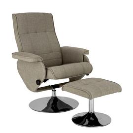 Argos Home Rowan Fabric Swivel Chair & Footstool -Light Grey
