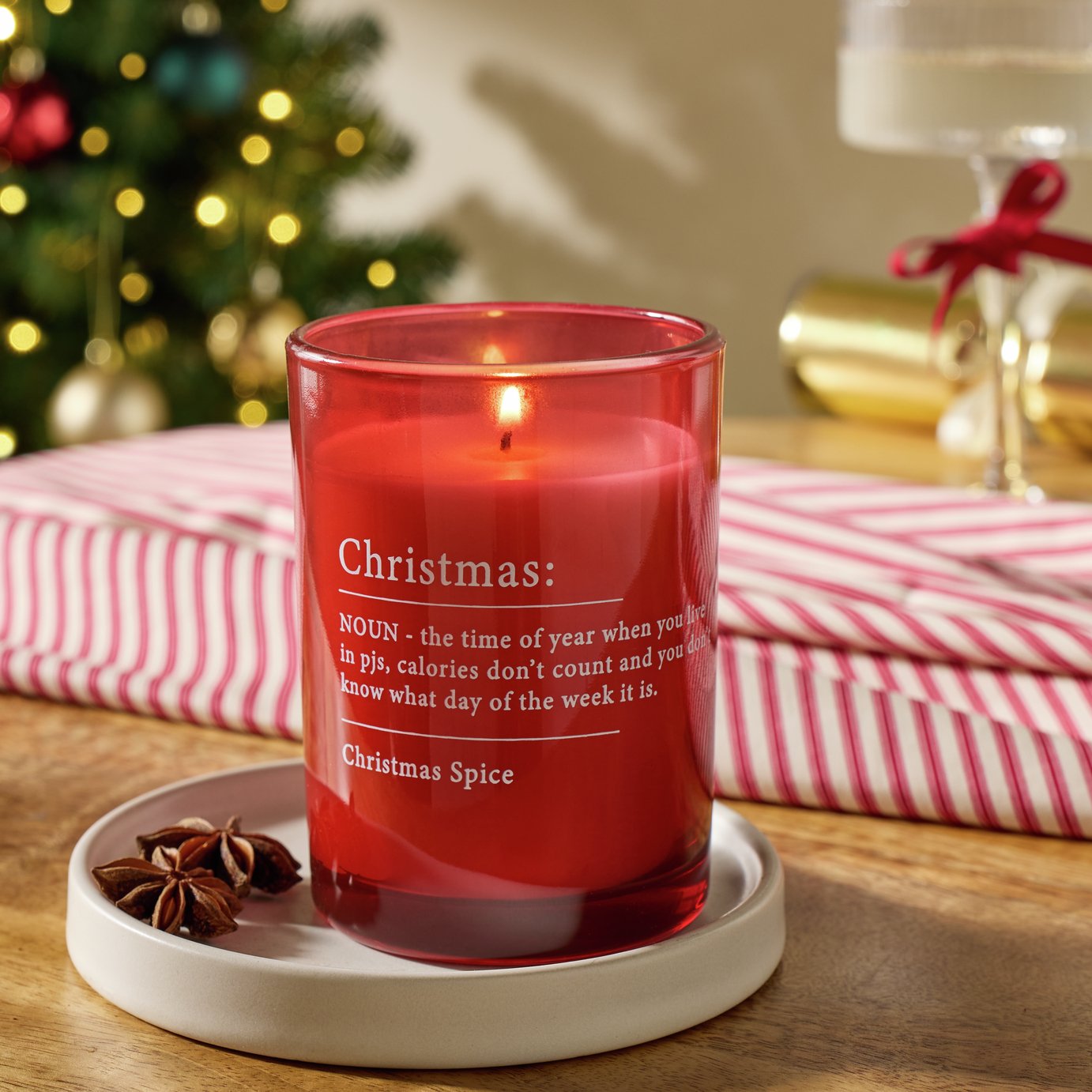 Argos Home Christmas Spice Red Candle
