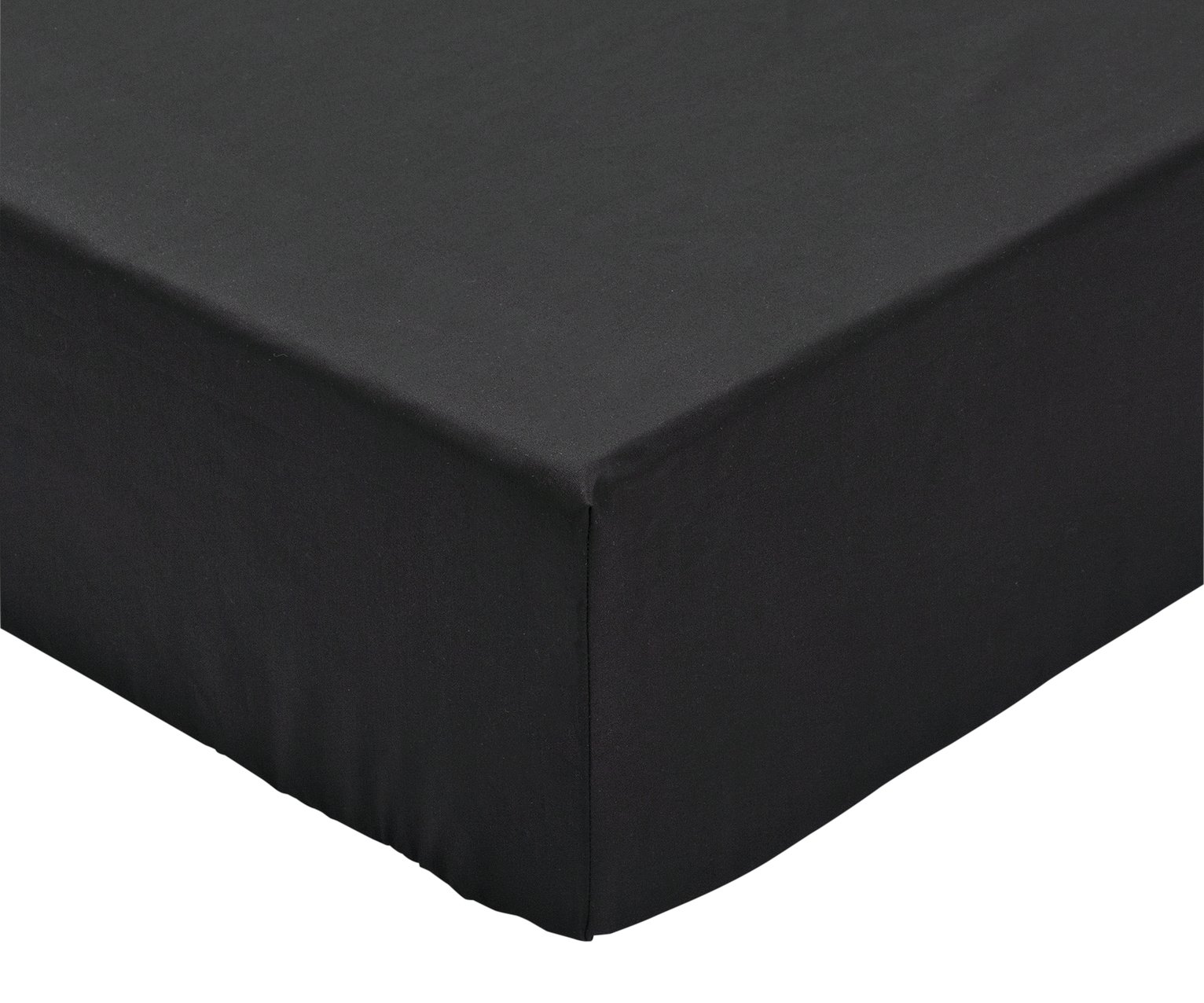 Habitat Cotton Rich 180 TC Plain Black Fitted Sheet - King