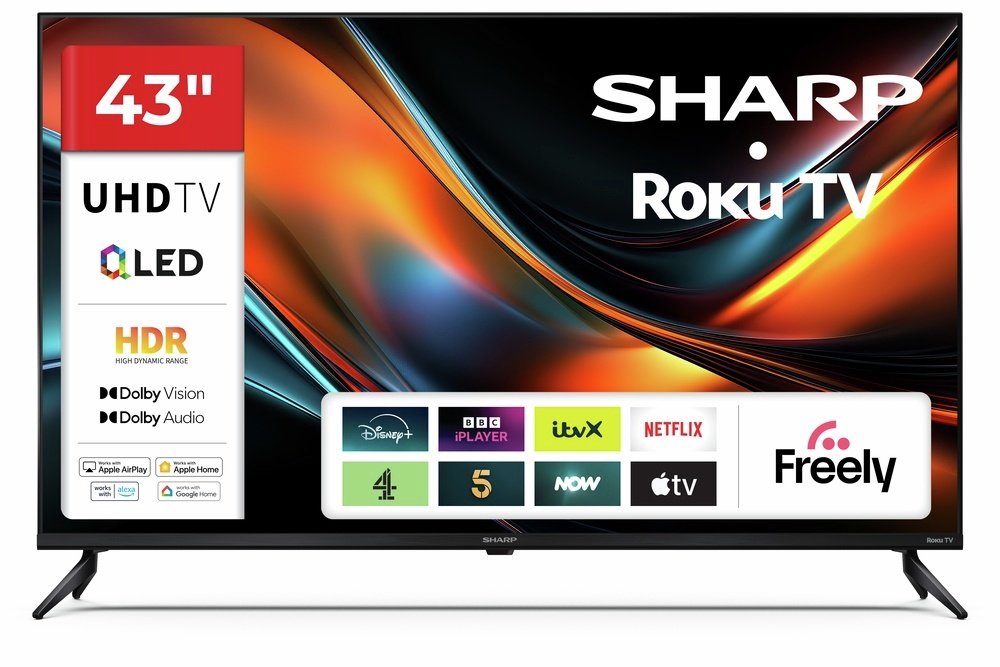 Sharp 43Inch 4T-C43JJ6425KB Roku Smart 4K UHD QLED Freely TV