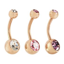 State of Mine 9ct Rose Gold Plated Set of 3 Belly Bars