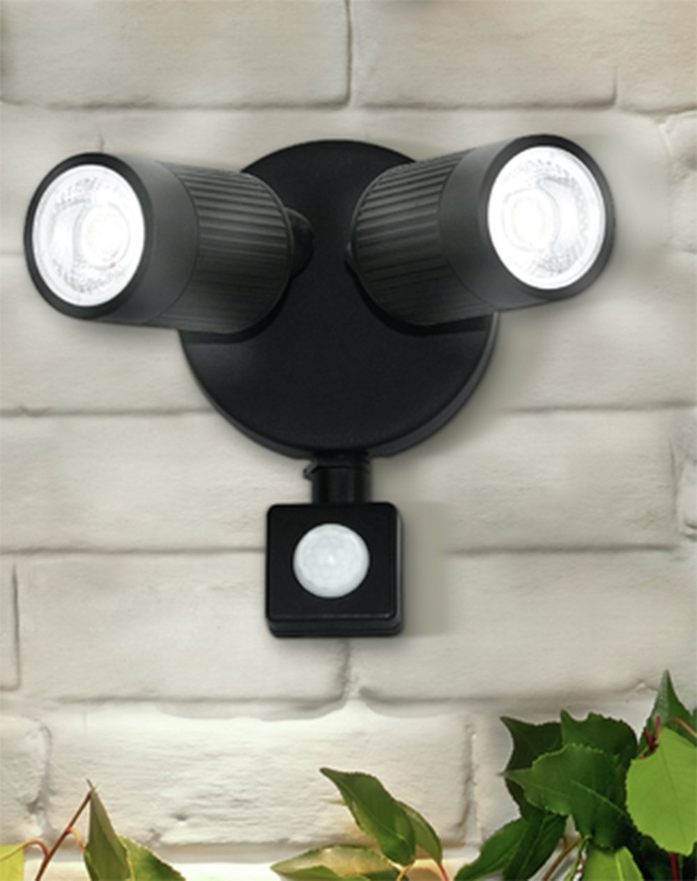 Luceco Twin Black PIR Spotlights