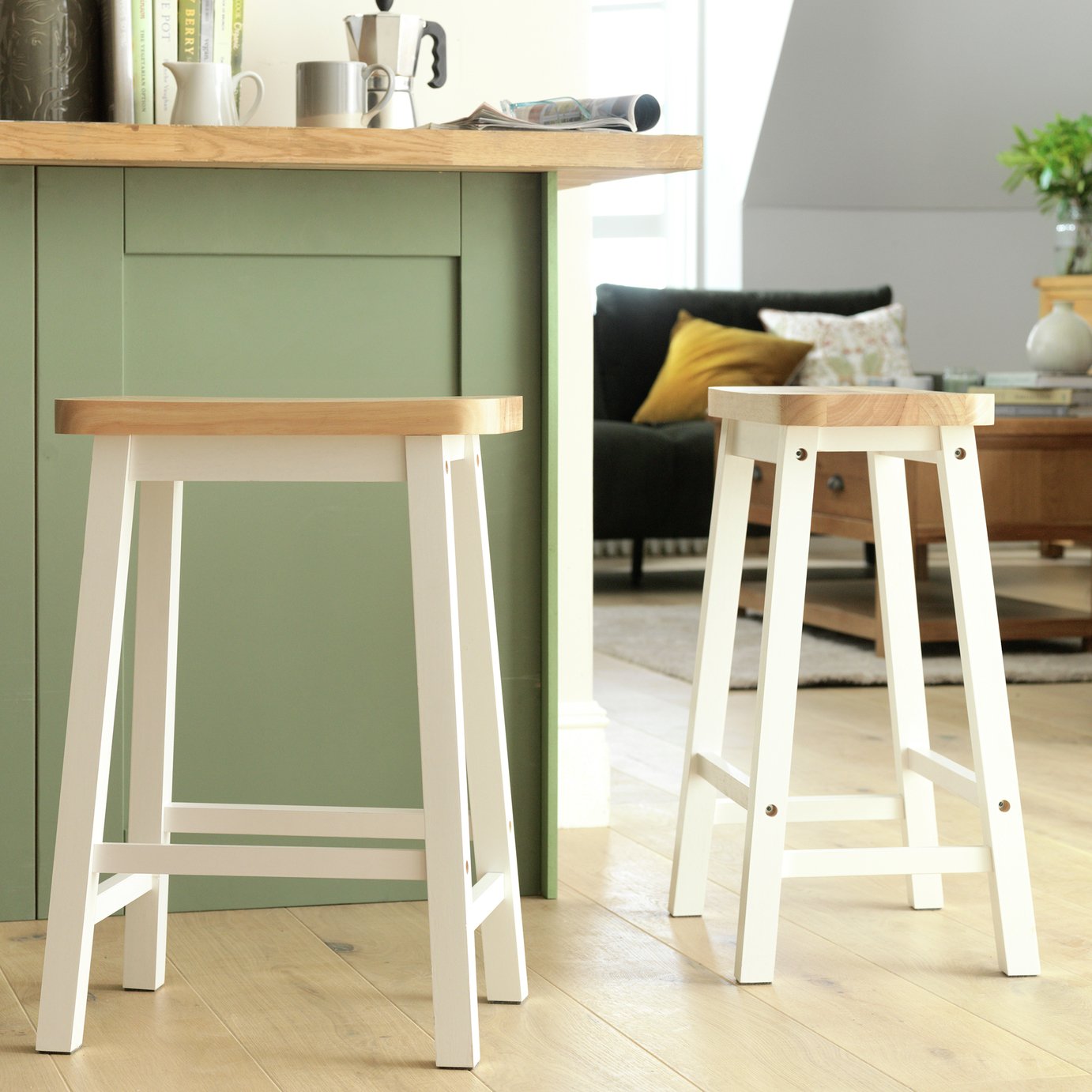 Buy Habitat Pair of Saddle Bar Stools Natural Bar stools Argos