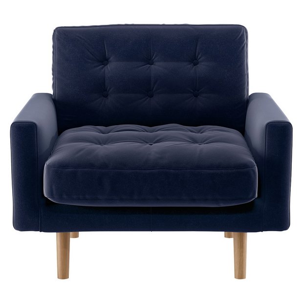 Dark blue velvet discount armchair