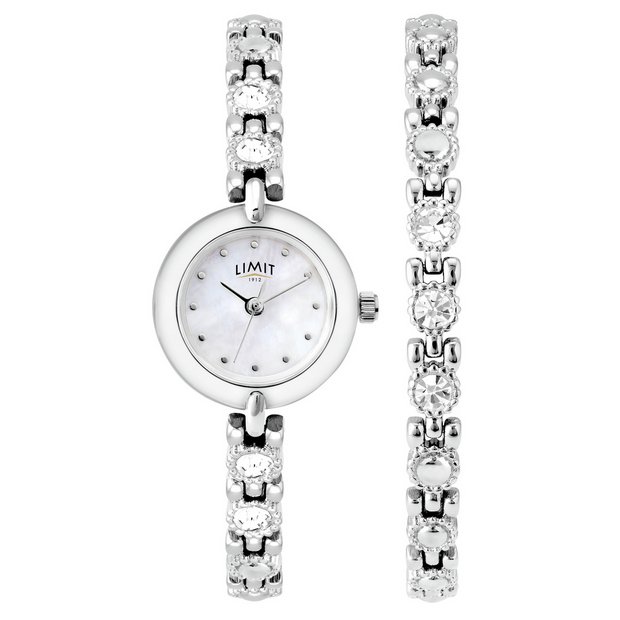 Buy Limit Ladies Silver Plated Stone Bracelet and Watch Set