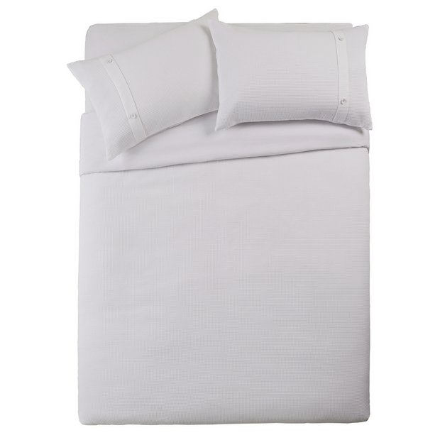 Buy Argos Home White Waffle Cuff Bedding Set Double Duvet