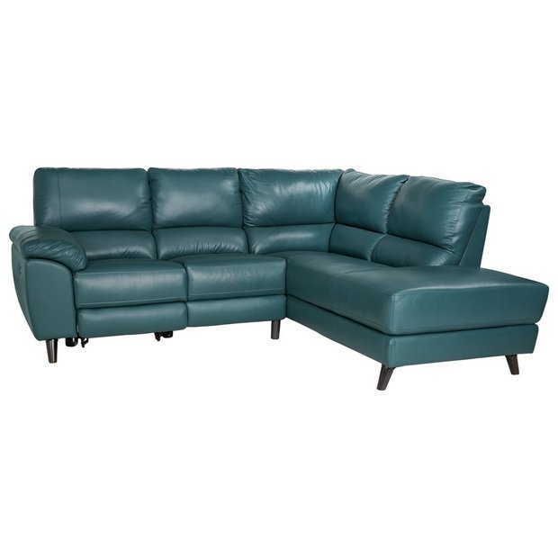 Teal Leather Reclining Sofa Baci Living Room