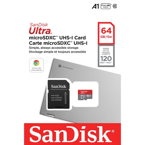 Buy Sandisk Ultra Microsdxc Uhs I Card For Chromebook 64gb Memory Cards Argos