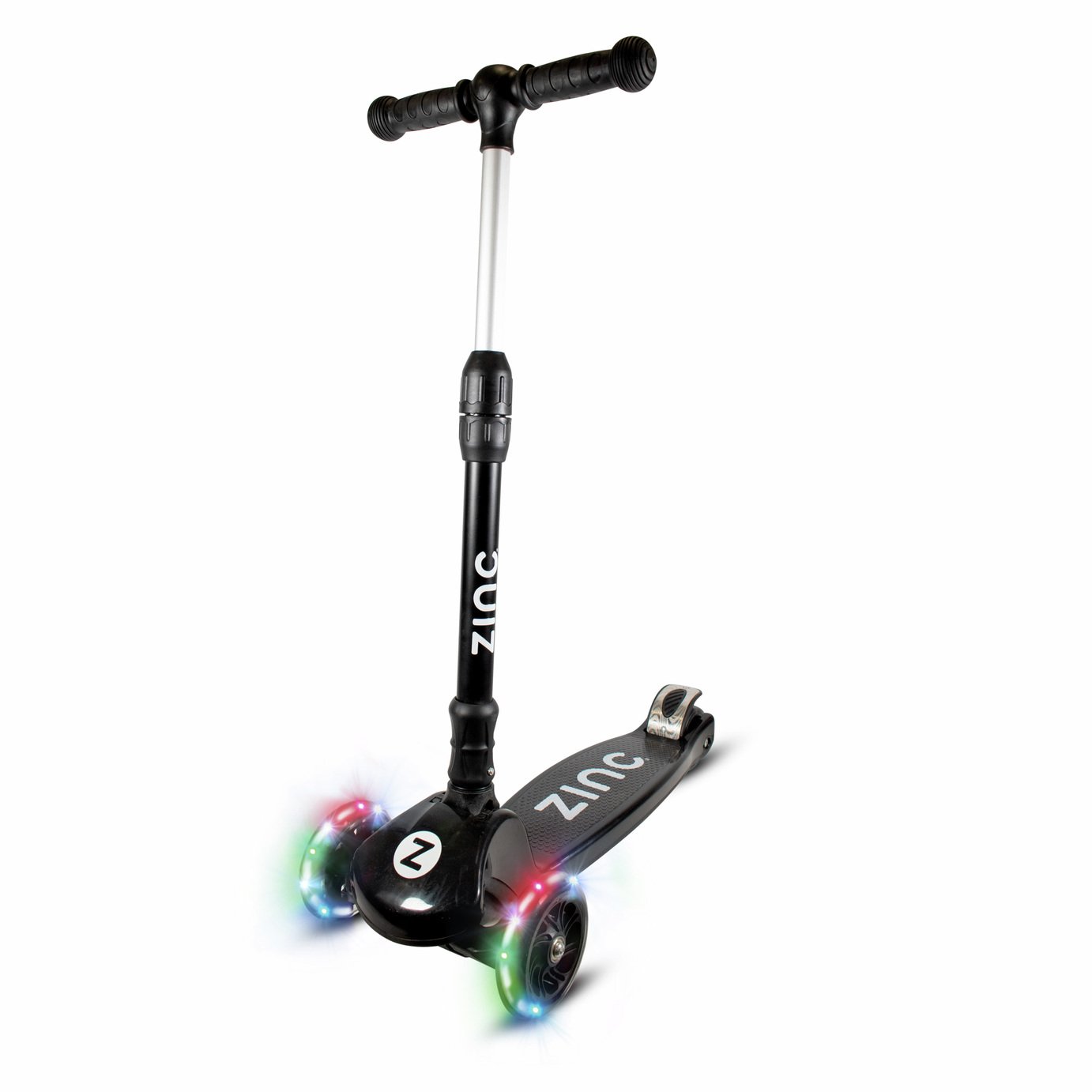 Zinc T-Motion Foldable Light Up 3 Wheel Scooter - Black