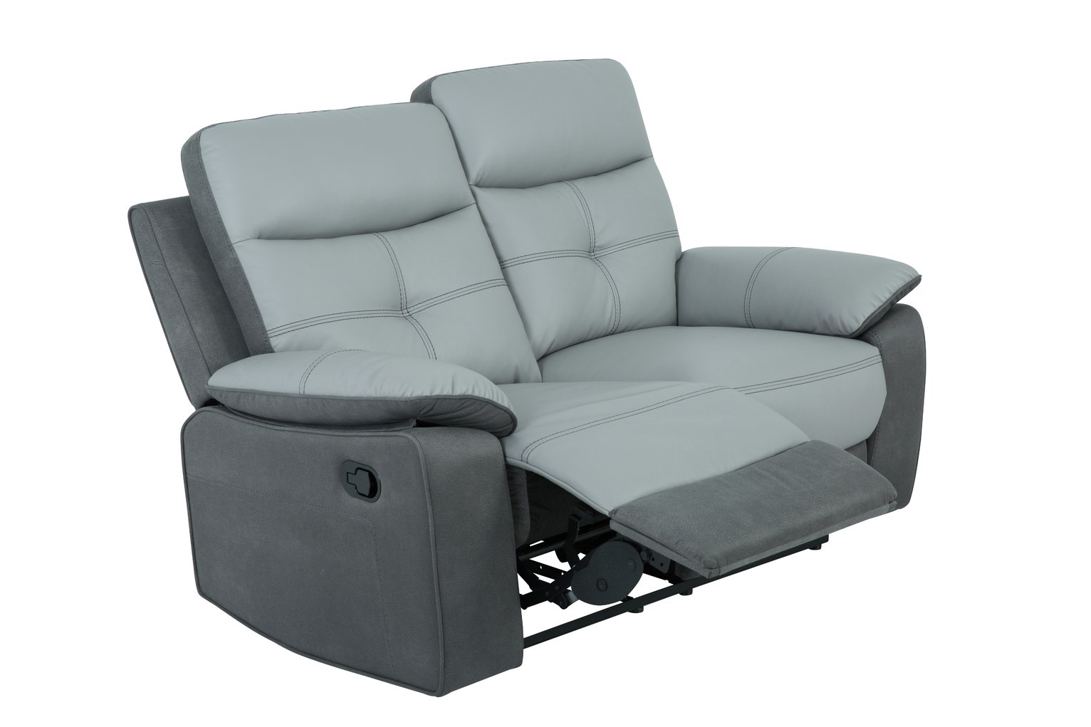 Argos Home Charles Leather Mix 2 Seater Recliner Sofa - Grey