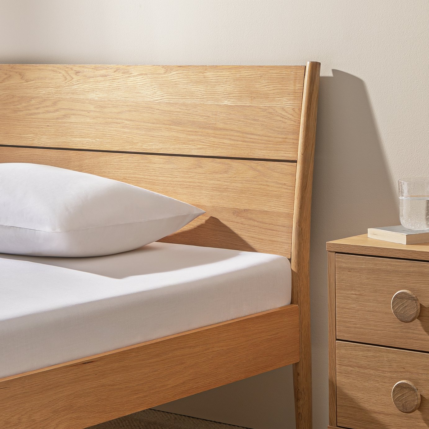 Habitat Cotton Rich 180TC Plain White Fitted Sheet-Superking