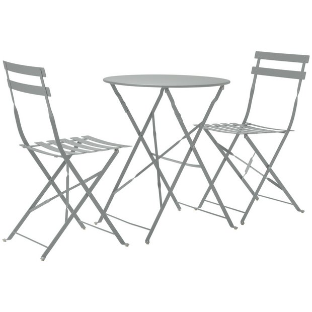 Buy Habitat Eve 2 Seater Folding Metal Garden Bistro Set Grey