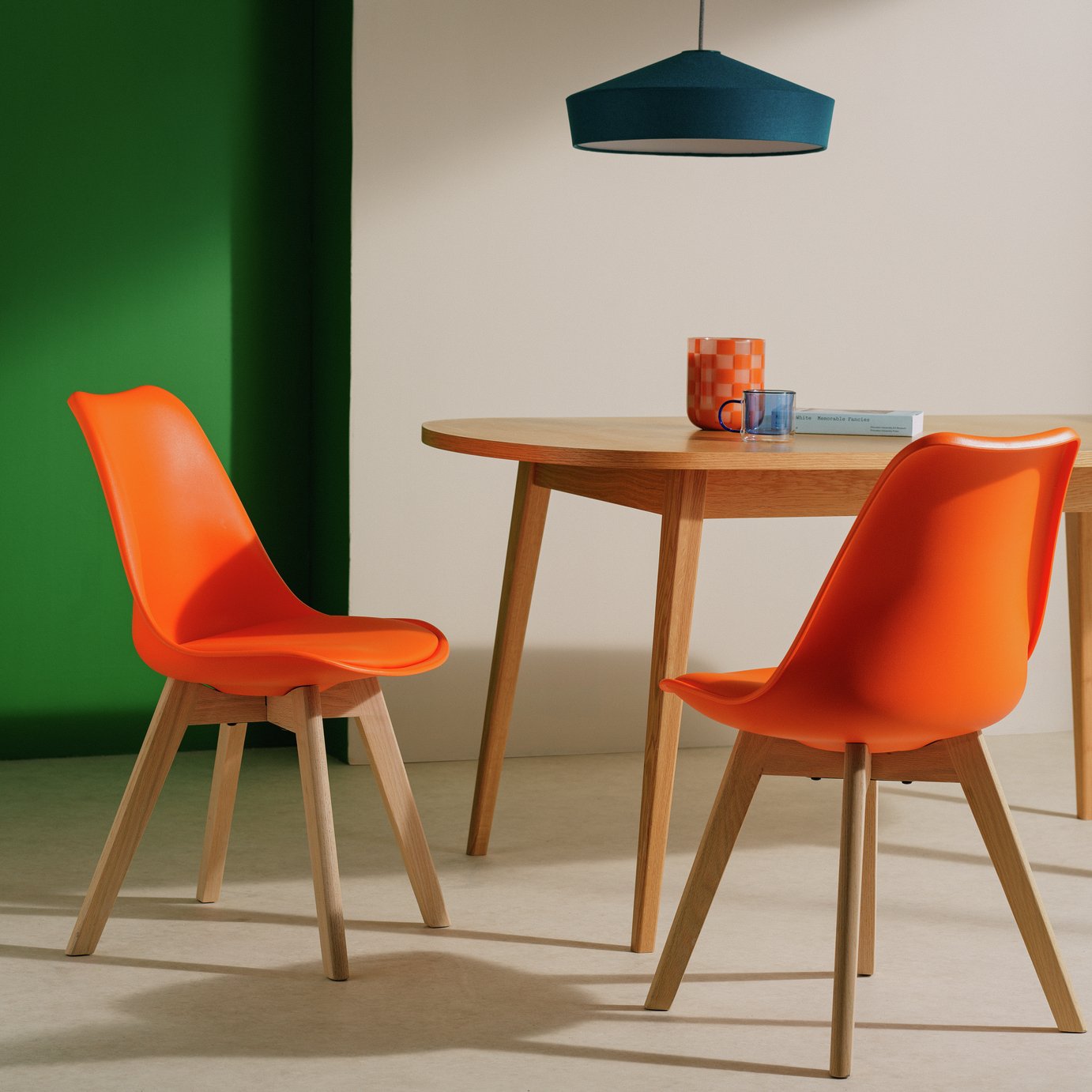 Habitat Jerry Pair of Dining Chair - Orange