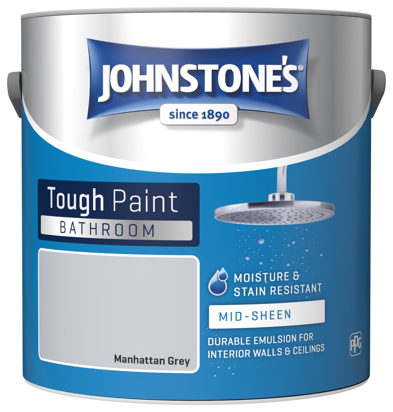 Johnstone's - Bathroom Mid Sheen Paint - Manhattan Grey 2.5L