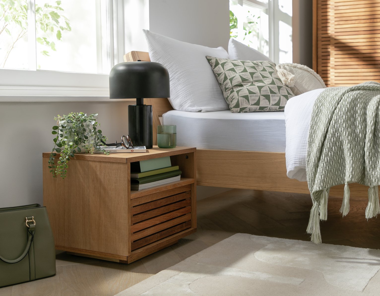 Habitat Max Oak Bedside Table - Oak