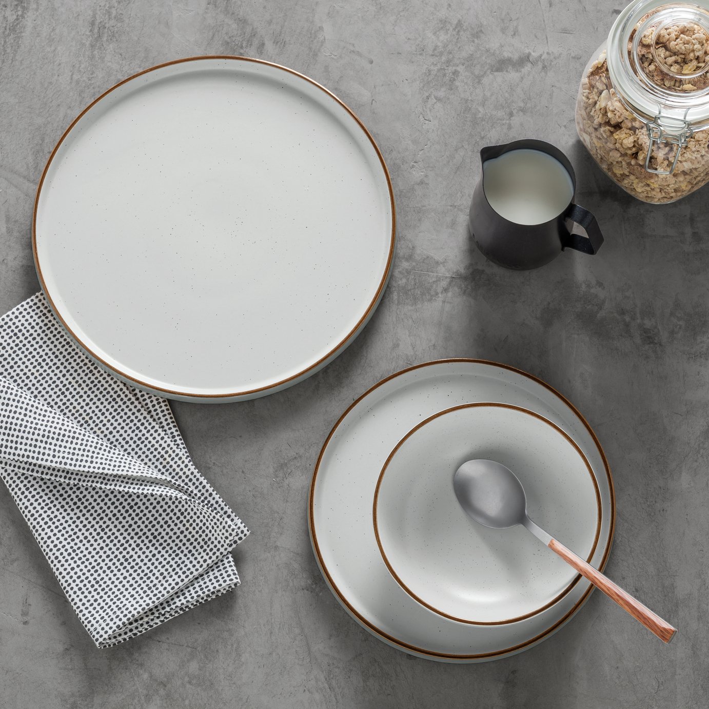 Habitat Loft Living Speckle 12 Piece Dinner Set - Grey