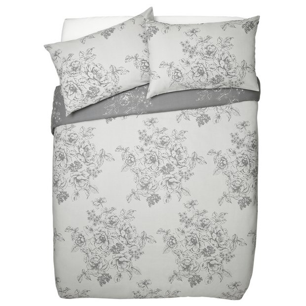 Buy Argos Home Grey Classic Floral Bedding Set Kingsize Duvet