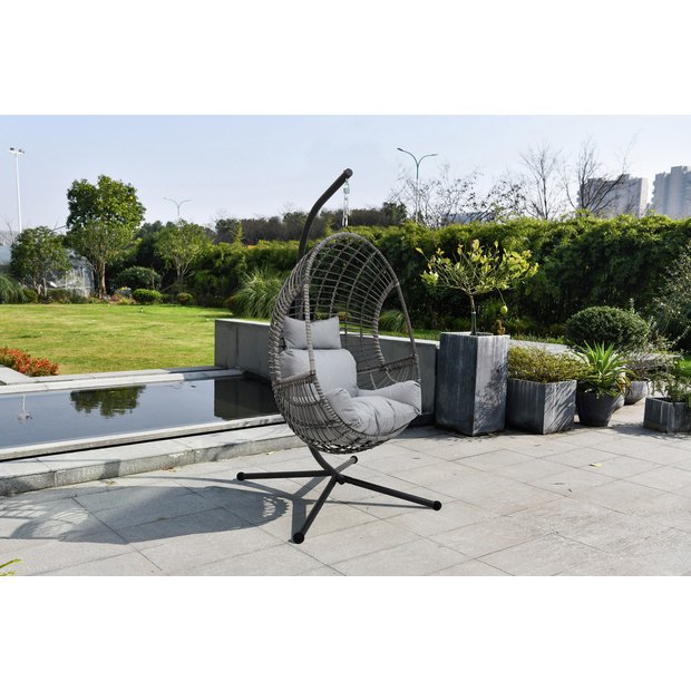 Buy Rattan Effect Hanging Egg Chair Grey Hammocks And Swing Seats Argos