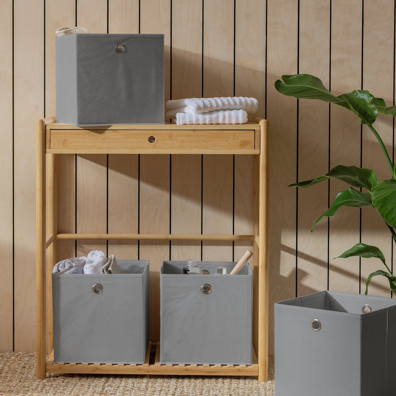 Argos Home Set of 4 Squares Boxes - Grey