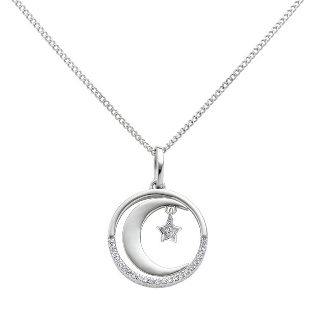 Silver moon star deals necklace