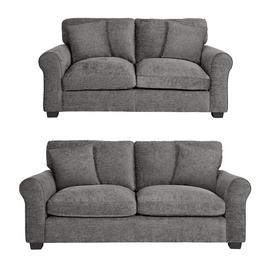 Argos Home Tammy Fabric 2 Seater and 3 Seater Sofa -Charcoal