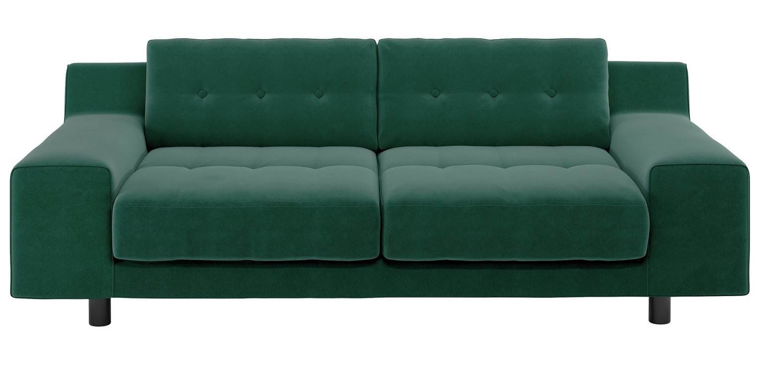 Habitat Hendricks Velvet 3 Seater Sofa - Emerald Green