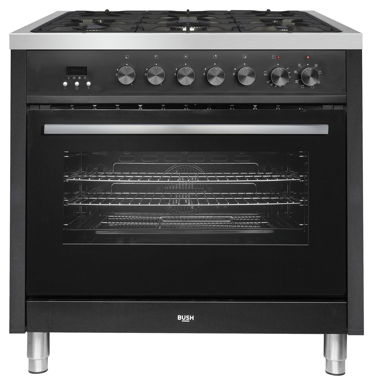 Bush BRC90DFBLK 90cm Dual Fuel Range Cooker - Black.