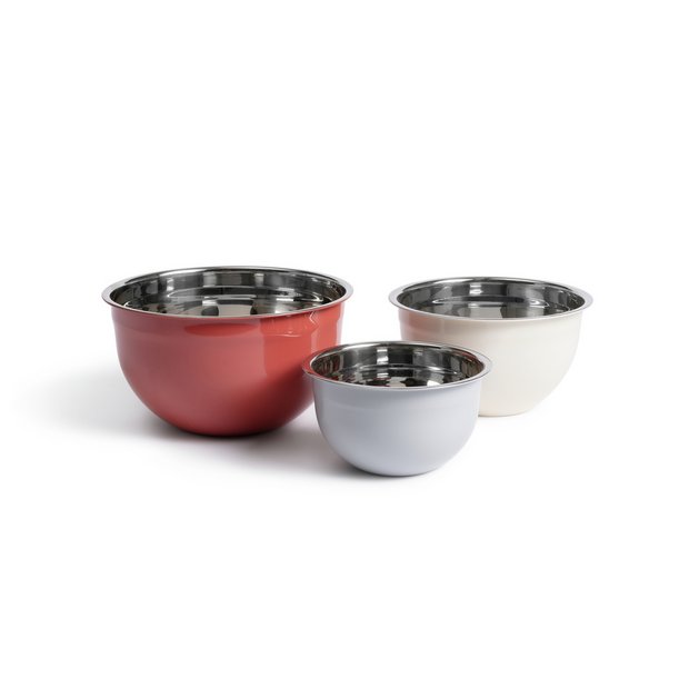 Buy Habitat Industrial Set of 3 Stainless Steel Mixing Bowls | Mixing bowls | Argos