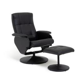 Argos Home Rowan Faux Leather Swivel Chair & Footstool Black