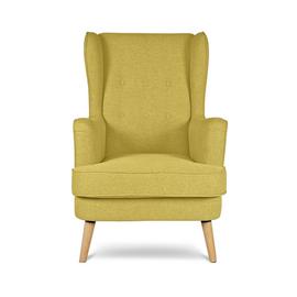 Habitat Callie Fabric Wingback Chair - Mustard Yellow