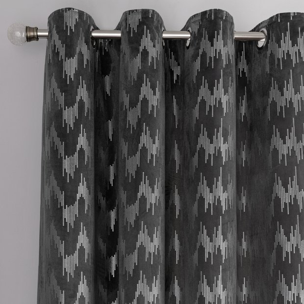 Buy Argos Home Sequin Effect Lined Eyelet Curtains Charcoal