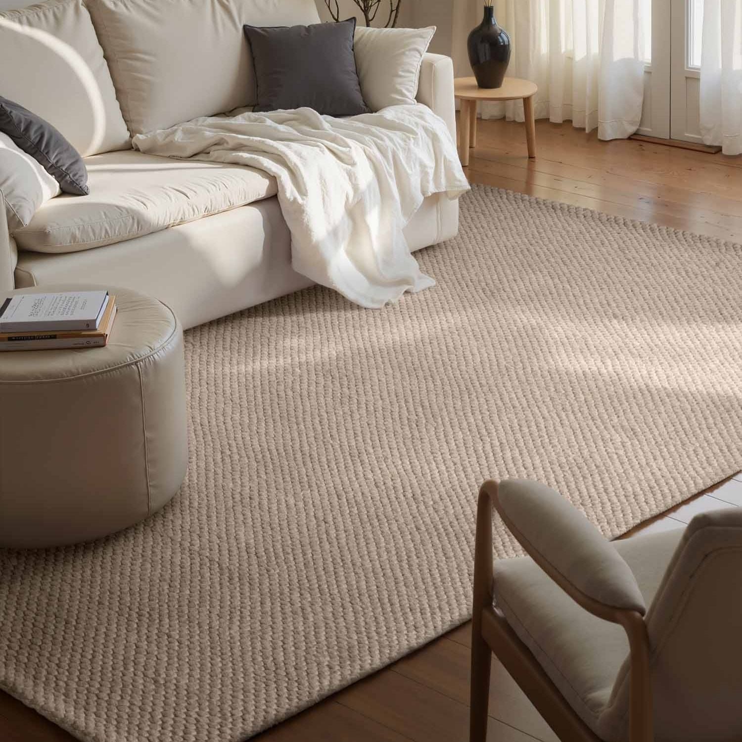 Hanse Home Beige Lyon Handwoven Wool Beans Rug - 140 x 200cm