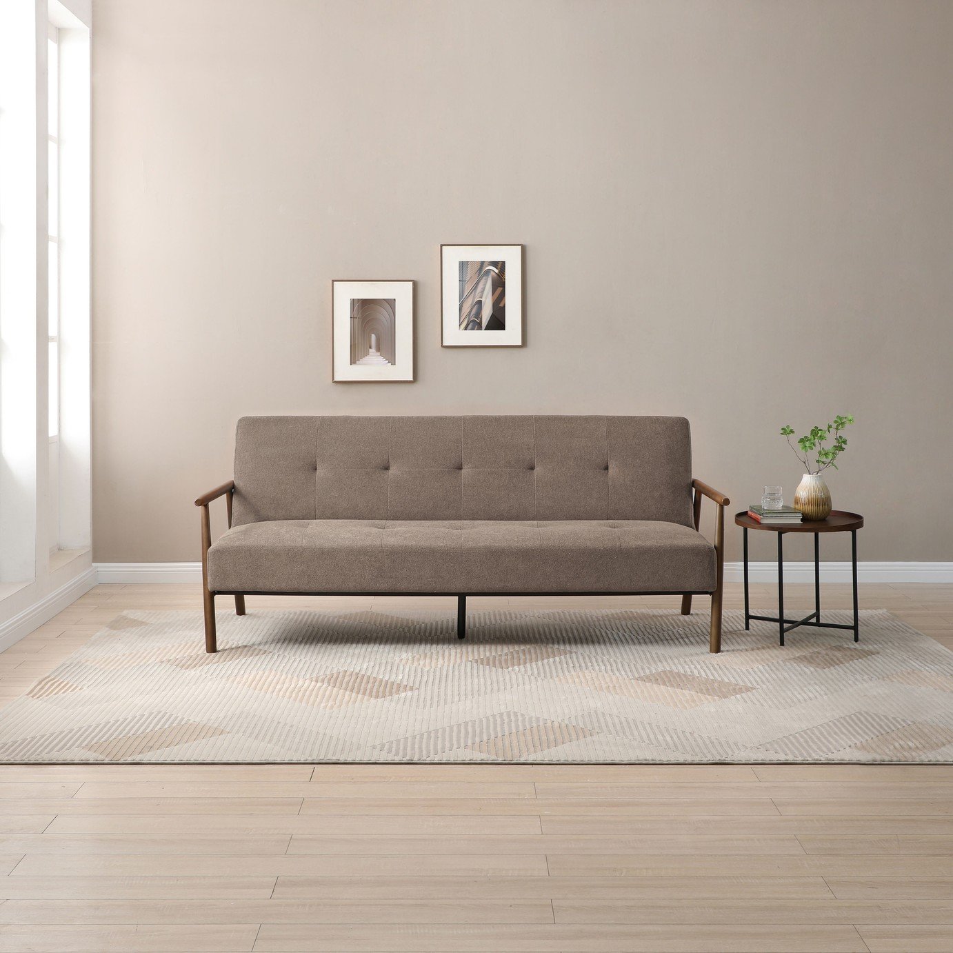 Kyoto Berkeley Small Double Fabric Sofa Bed - Taupe