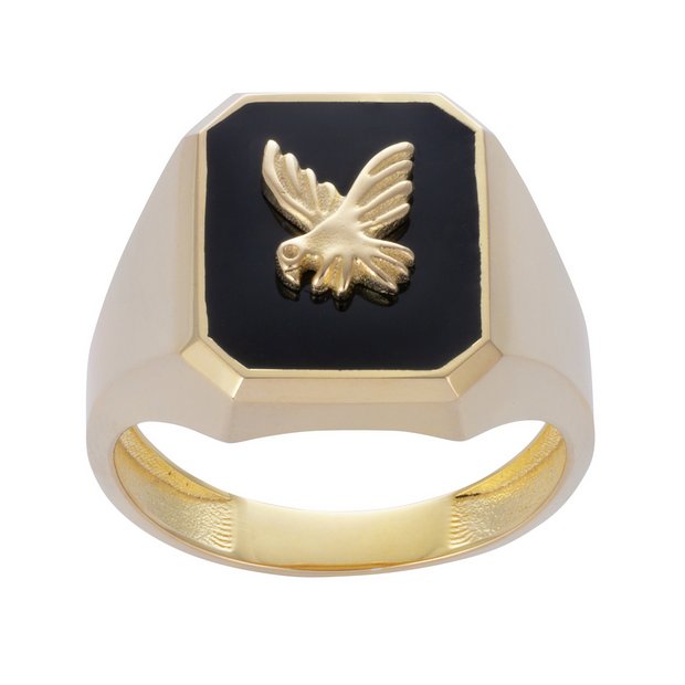 Buy Revere Men S 9ct Gold Plated Eagle Signet Ring U Mens Rings Argos