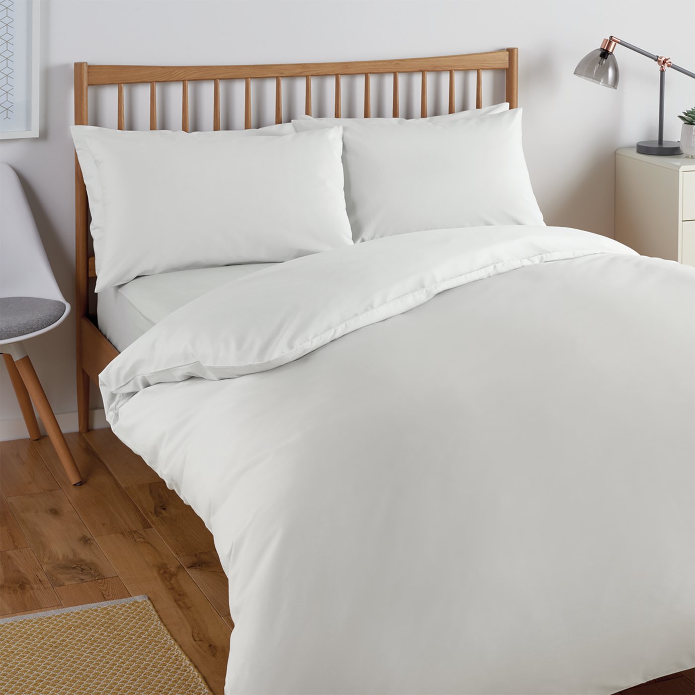 Habitat Cool Cotton Lyocell Plain White Bedding Set - Double