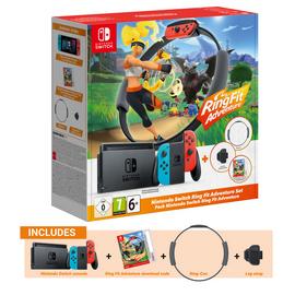 Nintendo Switch Console And Ring Fit Adventure Game Bundle